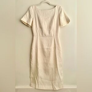 H&M Cream Textured Midi Dress